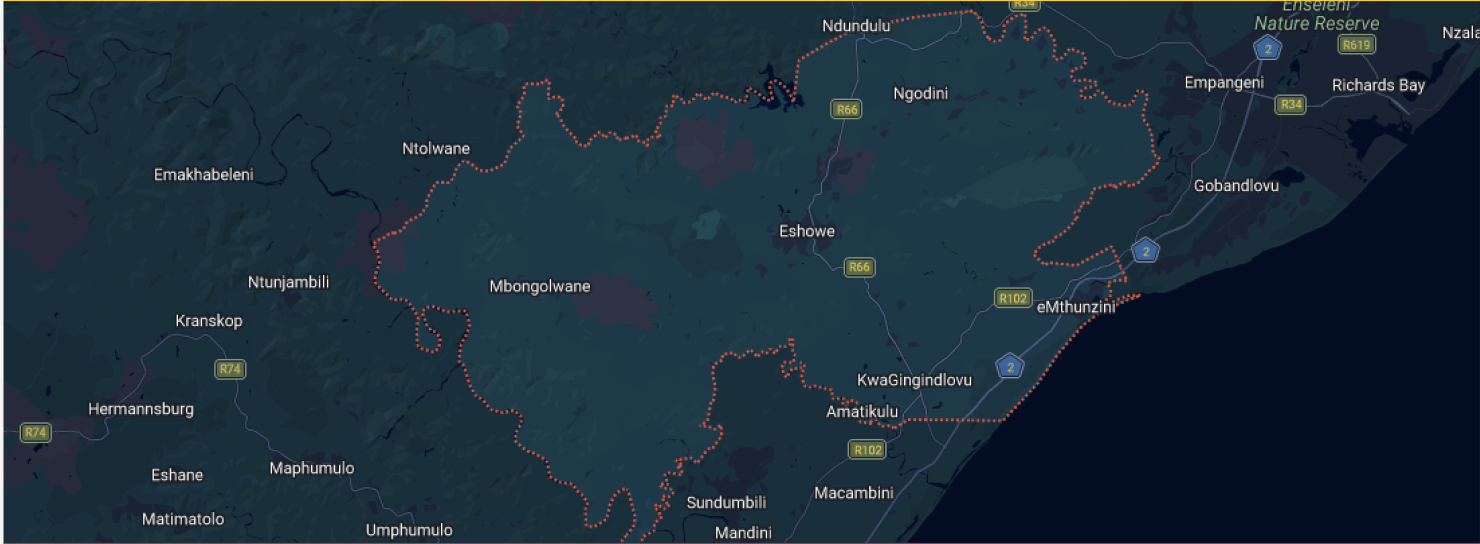 Map of uMlalazi Municipality